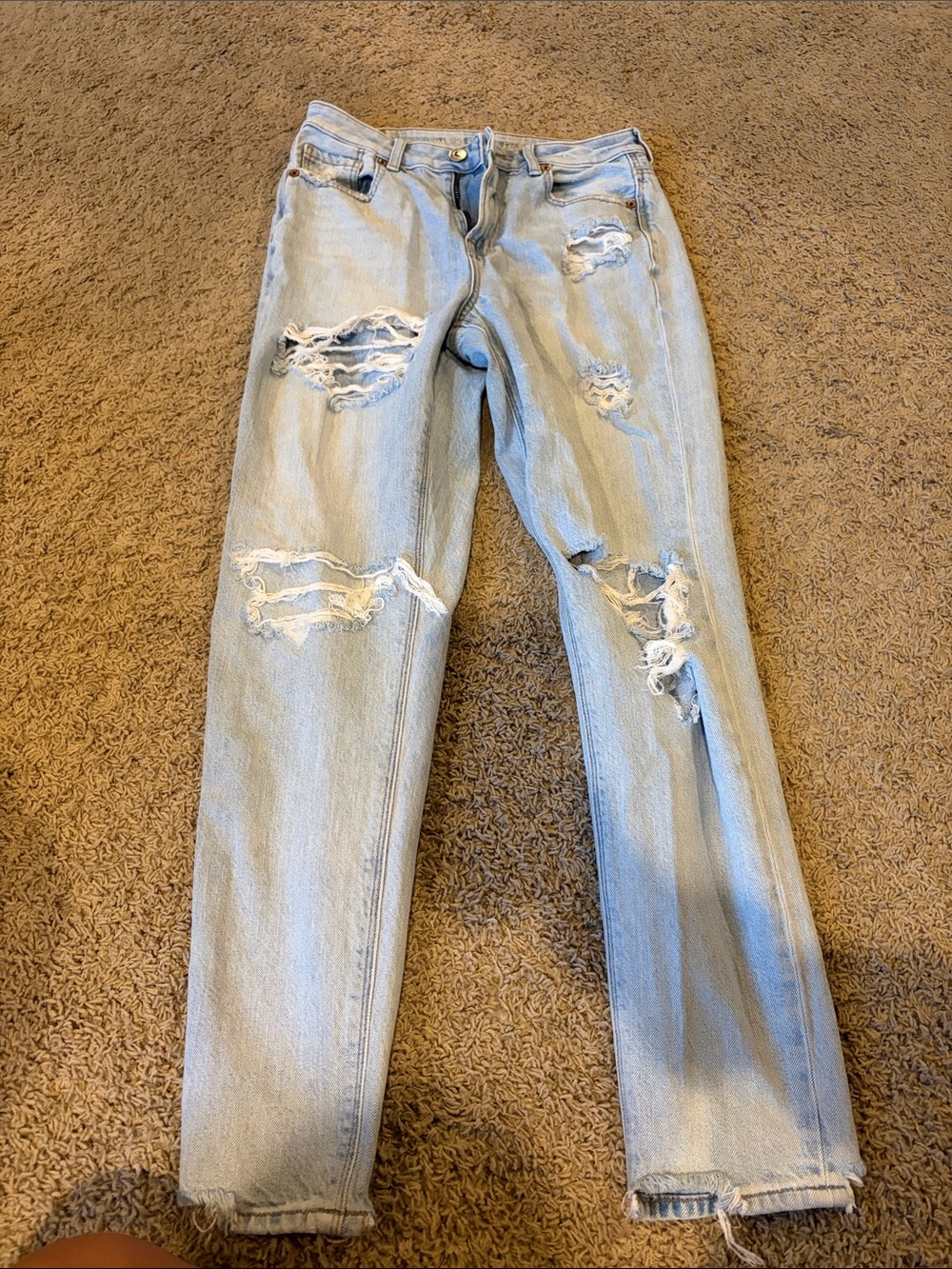 American Eagle Outfitters Light Blue Ripped Boyfriend Jeans